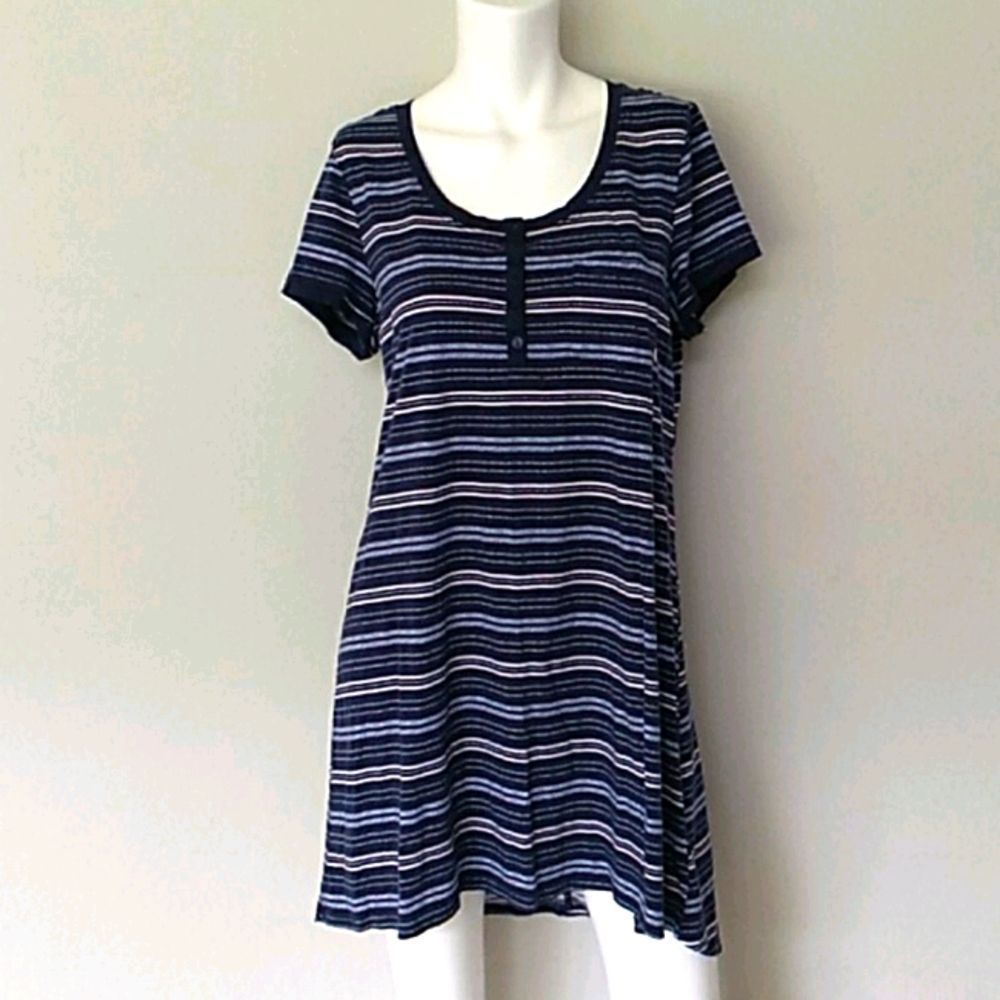 Lucky Brand Blue Stripe T Shirt Trapeze Dress